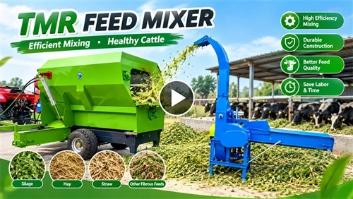 เครื่องป้อนอาหารเคลื่อนที่แบบเกวียน TMR Mixer Feeder|การทดสอบการบดฟางข้าวโพดแ...